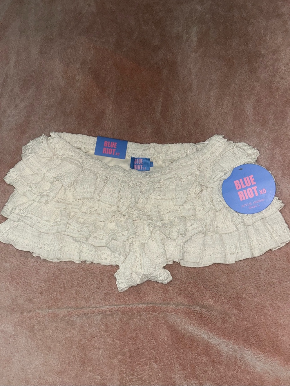 Blue Riot Cream Ruffled Bloomer Shorts